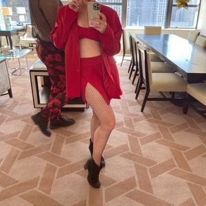 3 piece red suit set